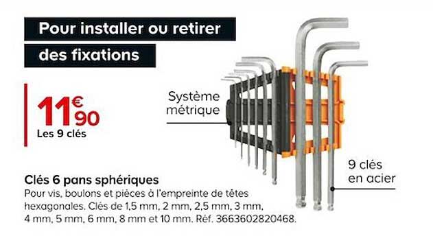 clés 6 pans sphériques