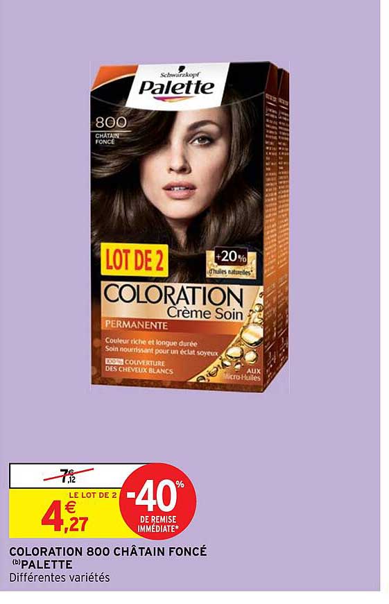 coloration 800 châtain foncé palette