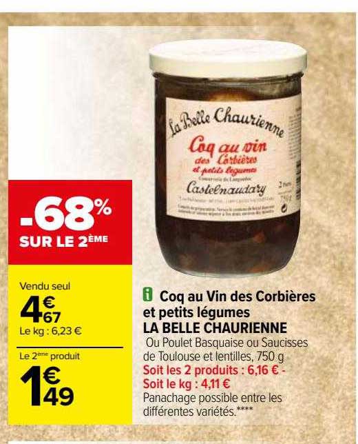 Coq Au Vin Des Corbières Et Petits Légumes La Belle Chaurienne