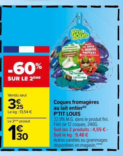 coques fromagères au lait entier p'tit louis