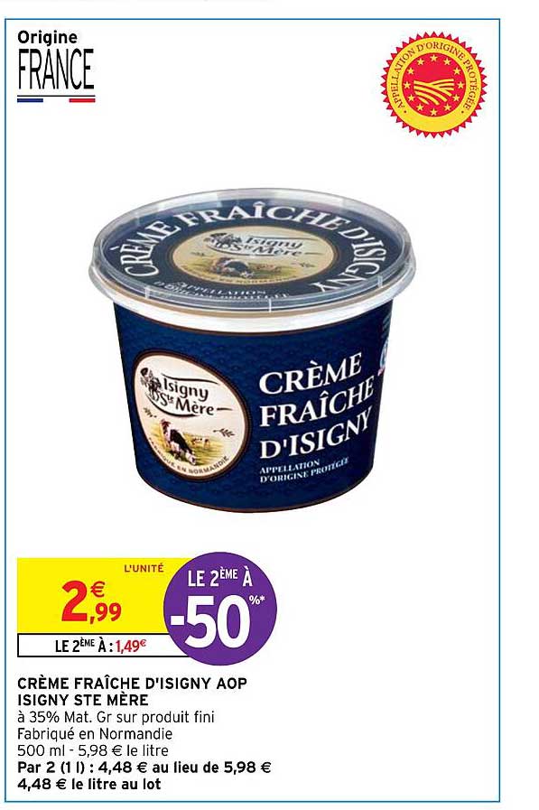 crème fraîche d'isigny aop isigny ste mère