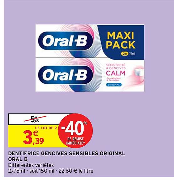 dentifrice gencives sensibles original oral b