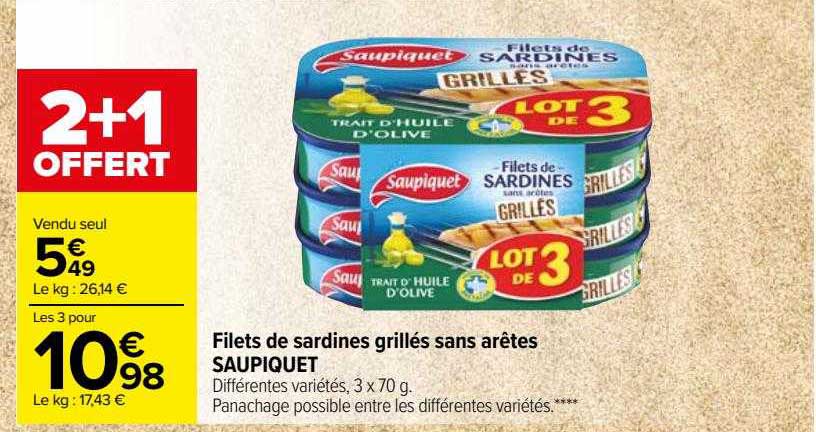 filets de sardines grillés sans arêtes saupiquet