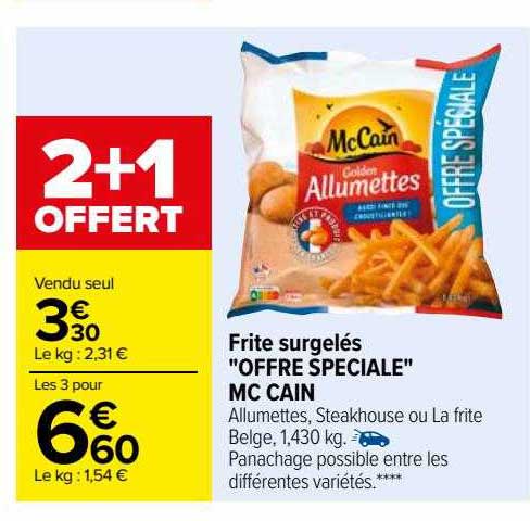 frites surgelés "offre spéciale" mc cain