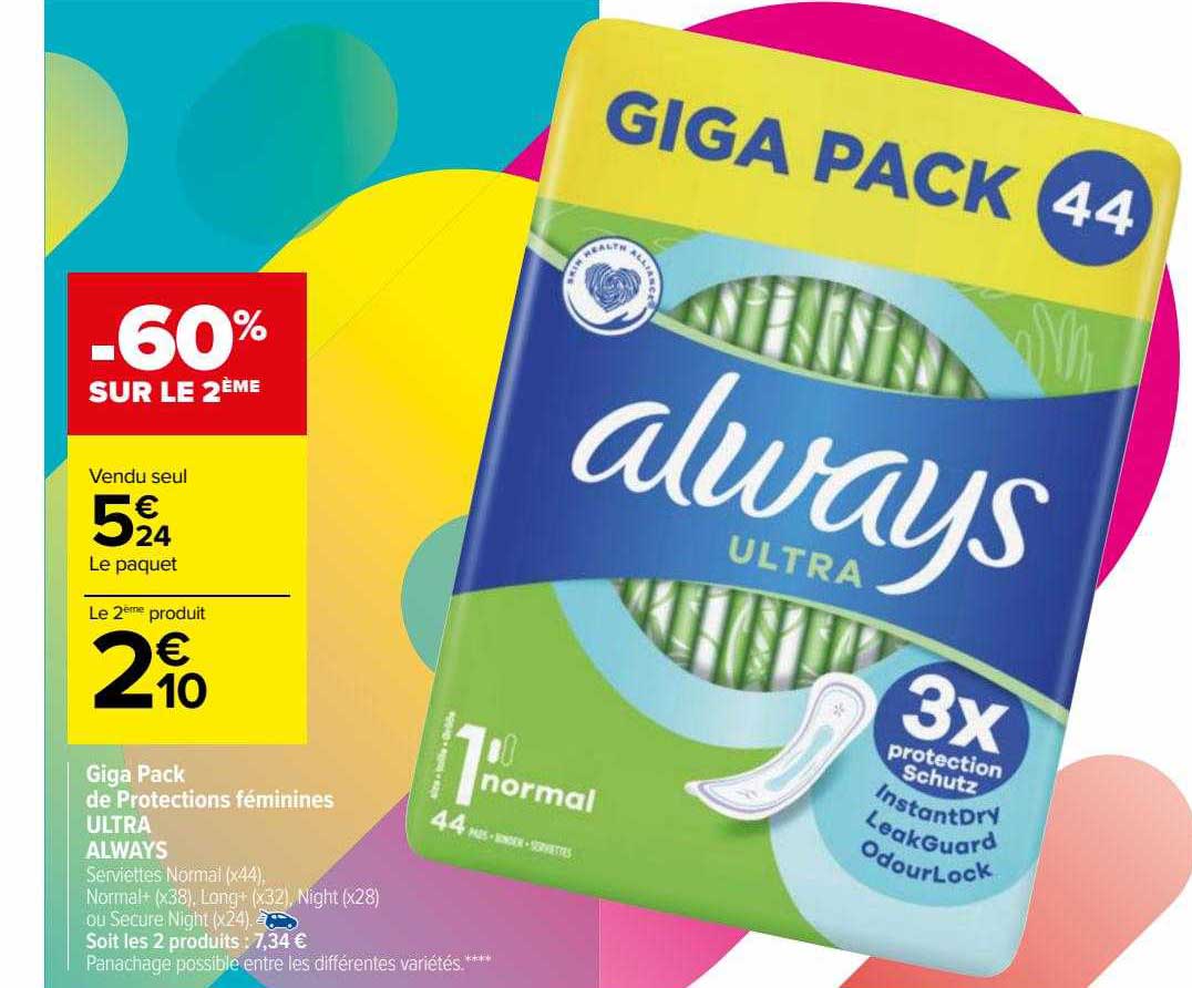 giga pack de protections féminines ultra always
