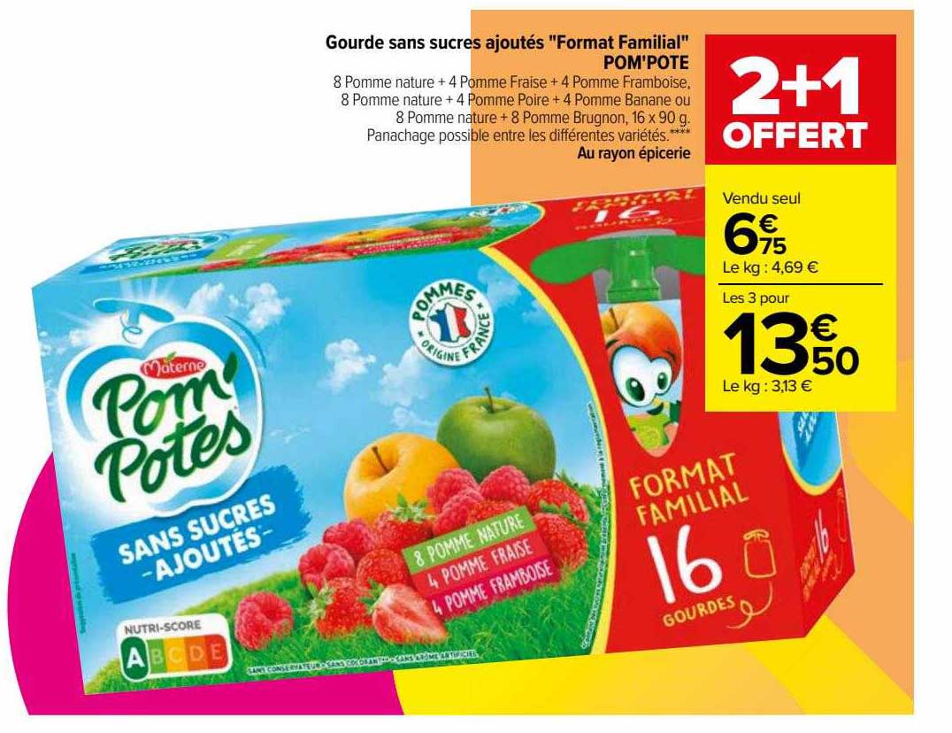 gourde sans sucres ajoutés "format familial" pop'pote