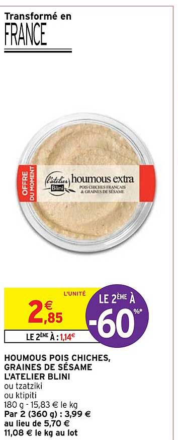 houmous pois chiches, graines de sésame l'atelier blini