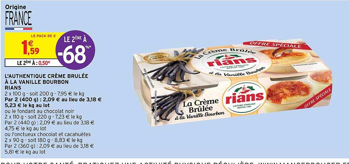 l'authentique crème brulée à la vanille bourbon rians