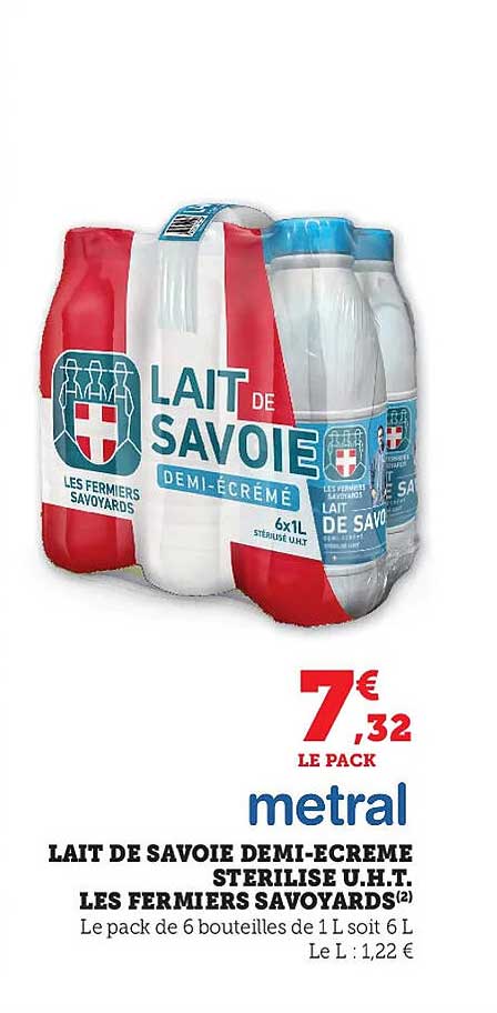 lait de savoie demi-écrémé stérilisé u.h.t. les fermiers savoyards
