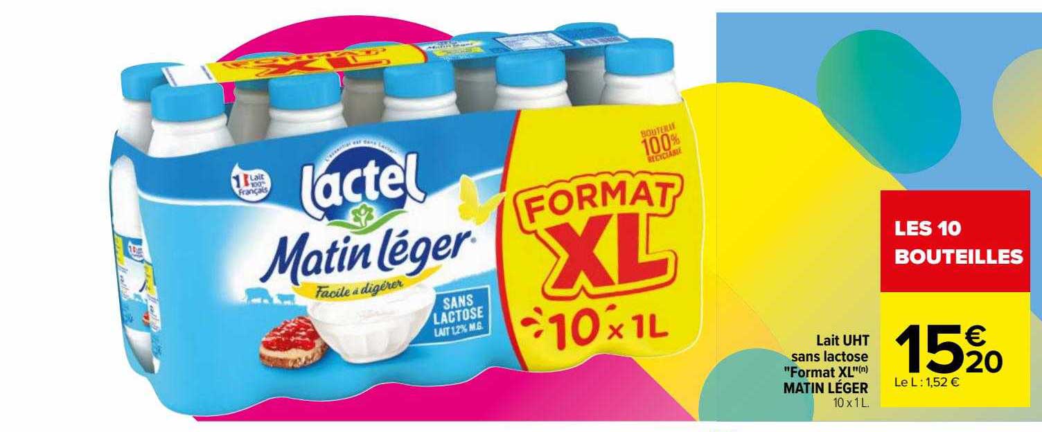 lait uht sans lactose "format xl" matin léger
