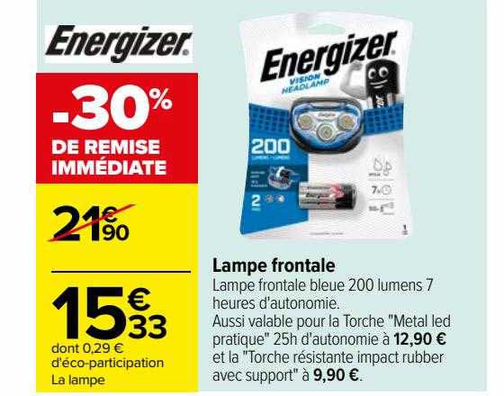 Lampe Frontale Energizer