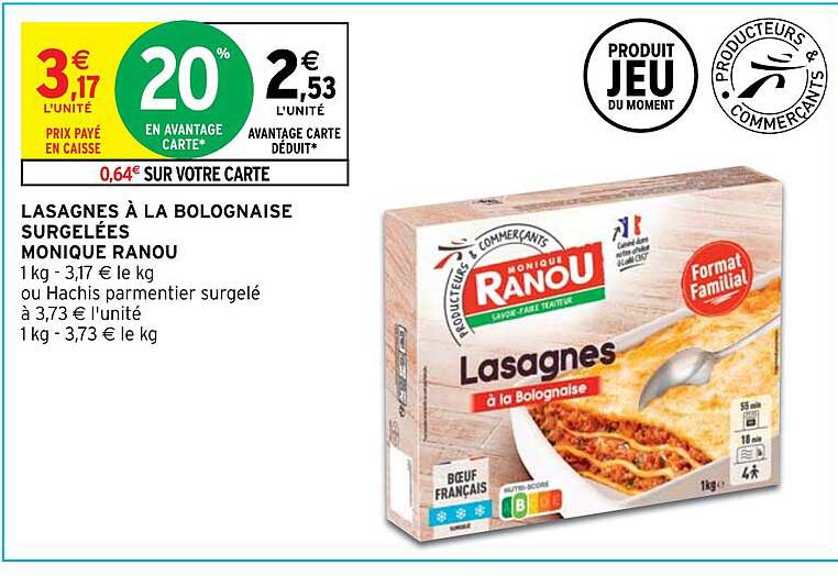 lasagnes à la bolognaise surgelées monique ranou