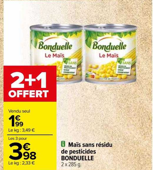 maïs sans résidu de pesticides bonduelle