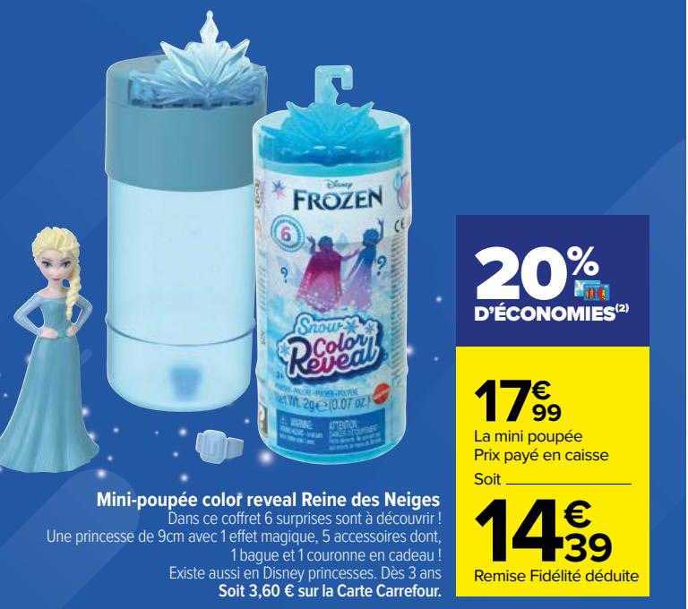 mini-poupée color reveal reine des neiges