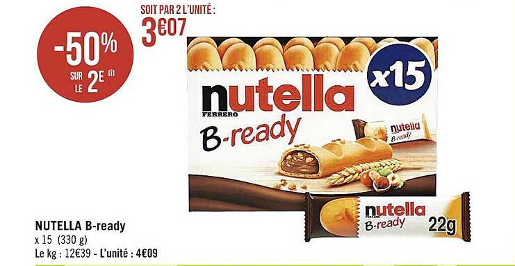 nutella b-ready -50% sur le 2e