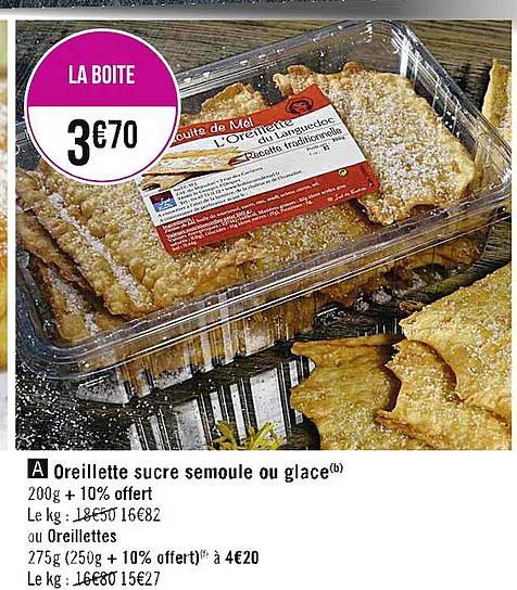 oreillette sucre semoule ou glace