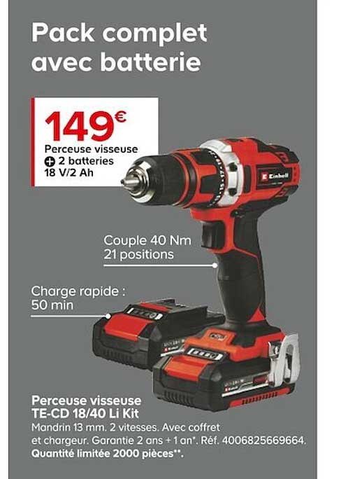 perceuse visseuse te-cd 18 40 li  kit
