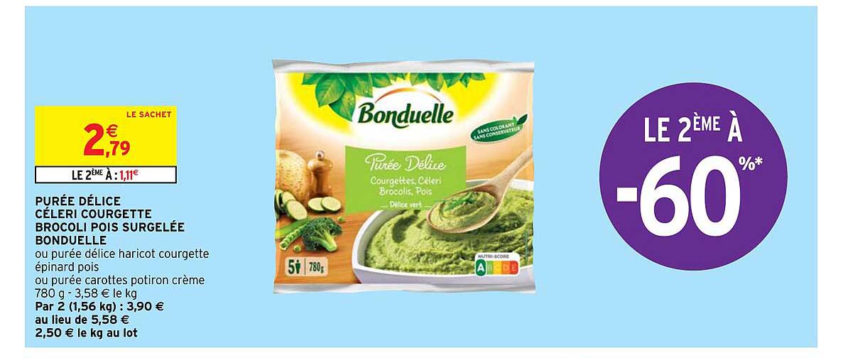 purée délice céleri courgette brocoli pois surgelée bonduelle