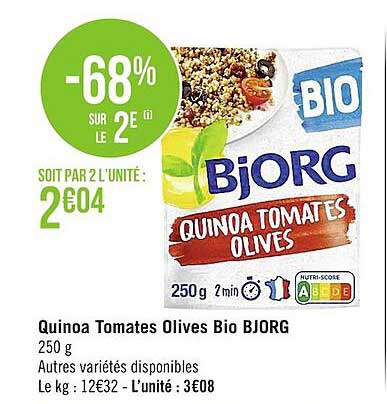 Quinoa Tomates Olives Bio Bjorg -68% Sur Le 2e