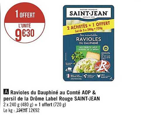 ravioles du dauphiné au comté aop & persil de la drôme label rouge saint-jean
