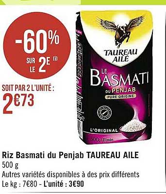 Riz Basmati Du Penjab Taureau Aile -60% Sur Le 2e