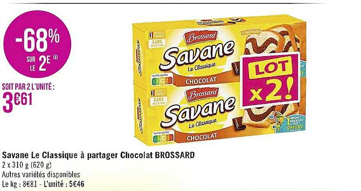 savane le classique à partager chocolat brossard -68% sur le 2e