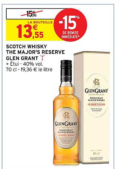 scotch whisky the major's reserve glen grant