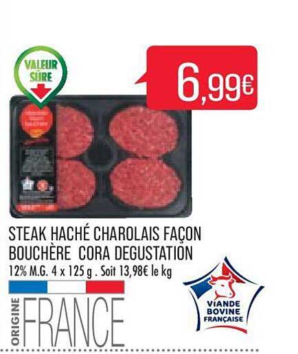 steak haché charolais façon bouchère cora dégustation