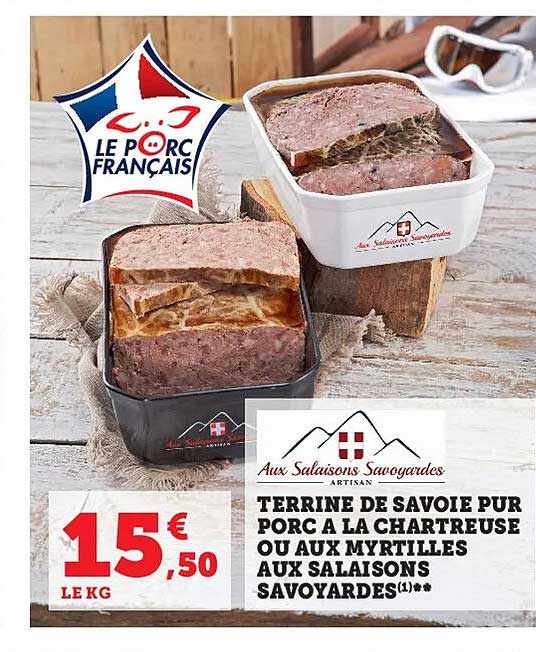 terrine de  savoie pur porc à la chartreuse ou aux myrtilles aux salaisons savoyardes