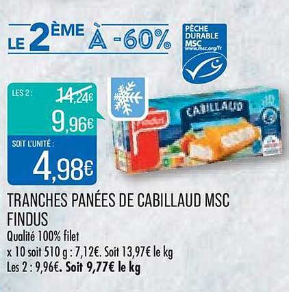 Tranches Panées De Cabillaud Msc Findus