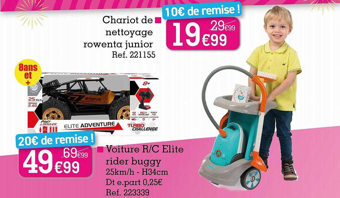 chariot de nettoyage rowenta junior, voiture r-c elite rider buggy