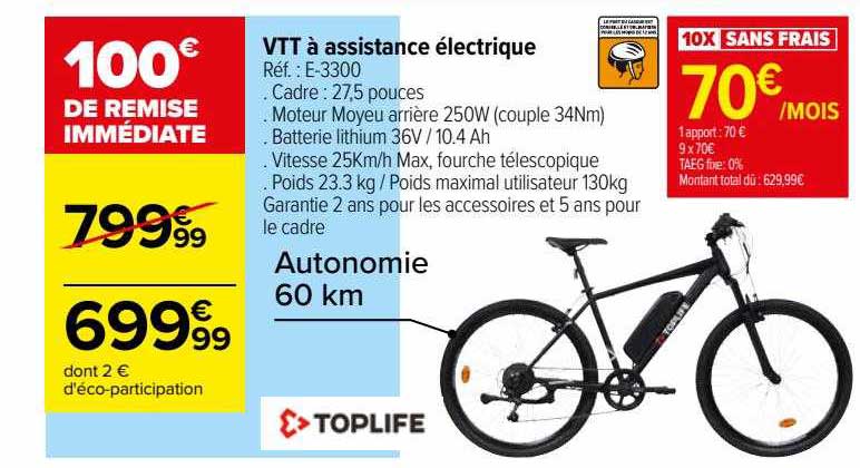 vtt à assistance électrique toplife