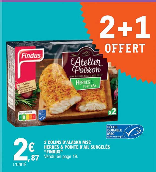 2 colins d'alaska msc herbes & pointe d'ail surgelés "findus"
