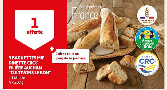 3 baguettes mie dinette CRC filière auchan "cultivons le bon"
