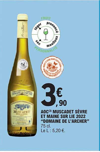 aoc muscadet sèvre et maine sur lie 2022 "domaine de l"archer"
