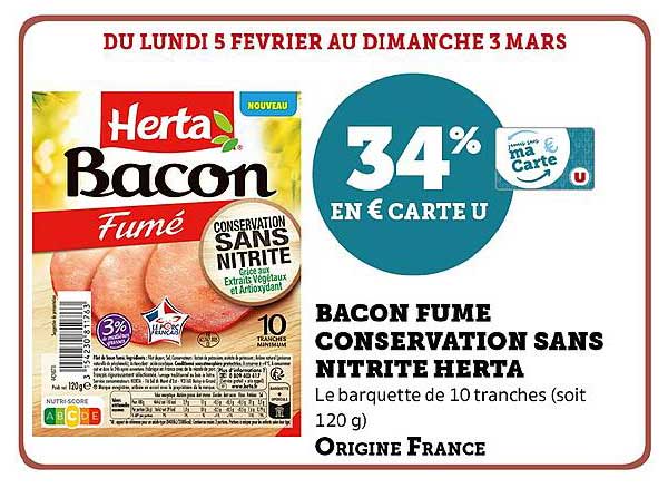 Bacon Fumé Conservation Sans Nitrite Herta