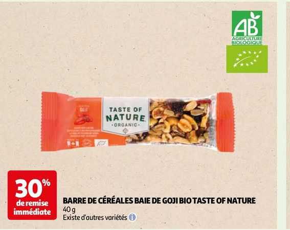 barre de céréales baie de goji bio taste of nature