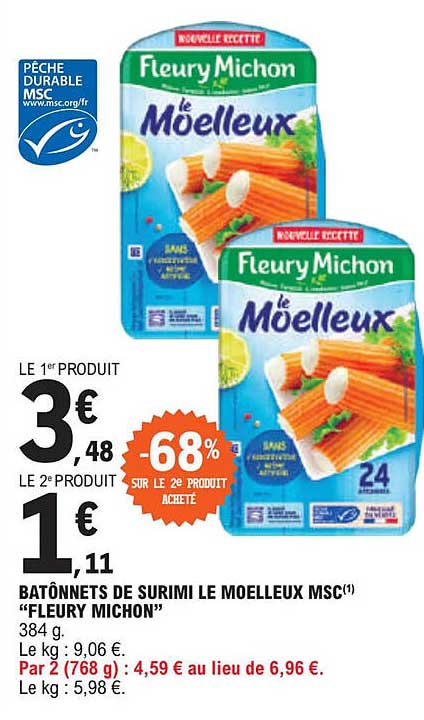 batônnets de surimi le moelleux msc "fleury michon"