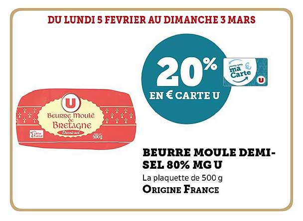 beurre moule demi-sel 80% mat. gr. u