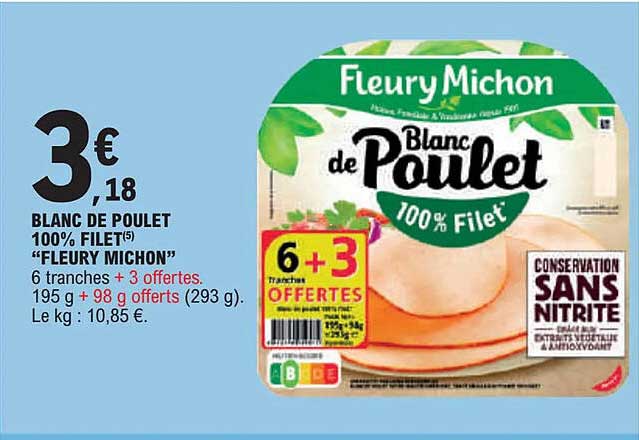 blanc de poulet 100% filet "fleury michon"
