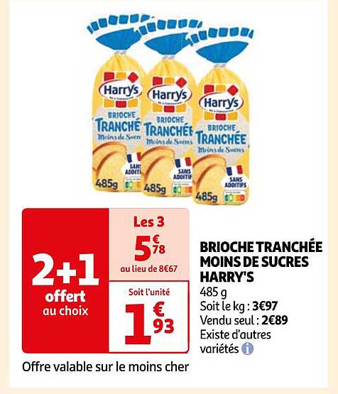 brioche tranchée moins de sucres harry's