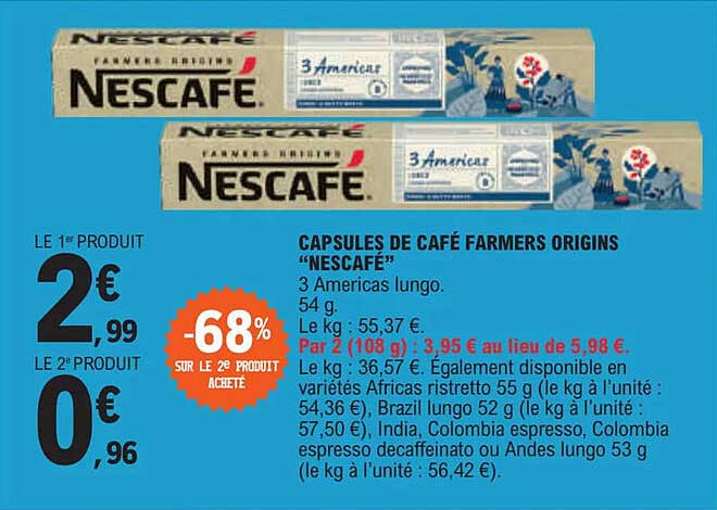 capsules de café farmers origins "nescafé"