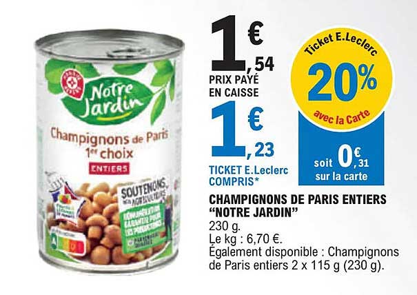 champignons de paris entiers "notre jardin"