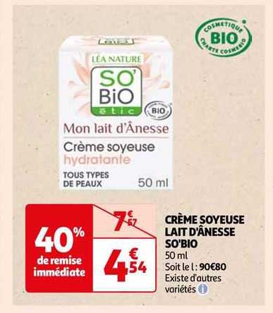 crème soyeuse lait d'ânesse so'bio