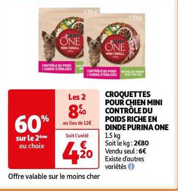 croquettes pour chien mini contrôle du poids riche en dinde purina one