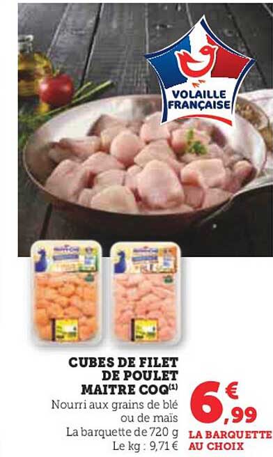 cubes de filet de poulet maître coq