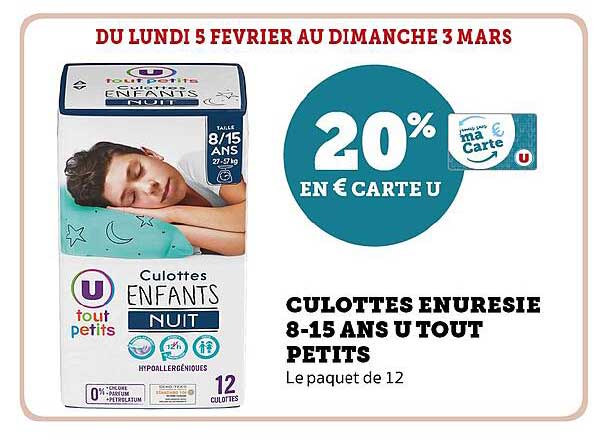 culottes énurésie 8-15 ans u tout petits