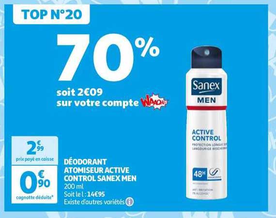 déodorant atomiseur active control sanex men