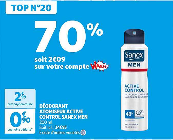 déodorant atomiseur active control sanex men