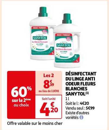 désinfectant du linge anti odeur fleurs blanches sanytol